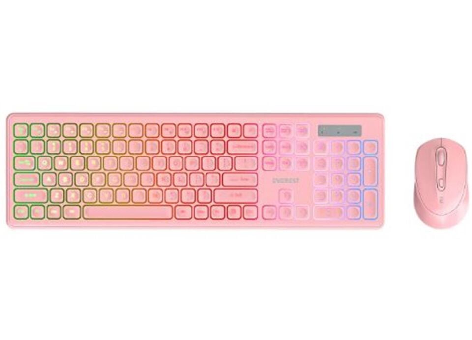 Everest KM-319BT Pembe 2.4G+BT1+BT2 Çoklu Cihaz Bağlantılı Q Set Kablosuz Klavye + Mouse