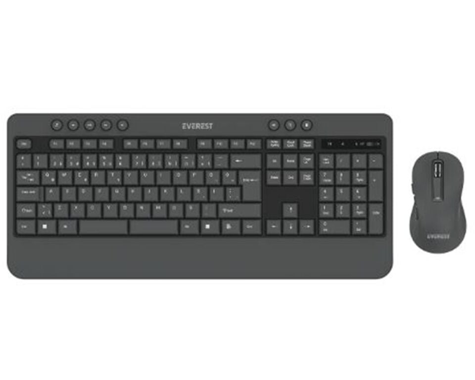 Everest KM-6585 Dual Gri-Siyah Kablosuz Çift Space Tuşlu Q Klavye + Mouse Set
