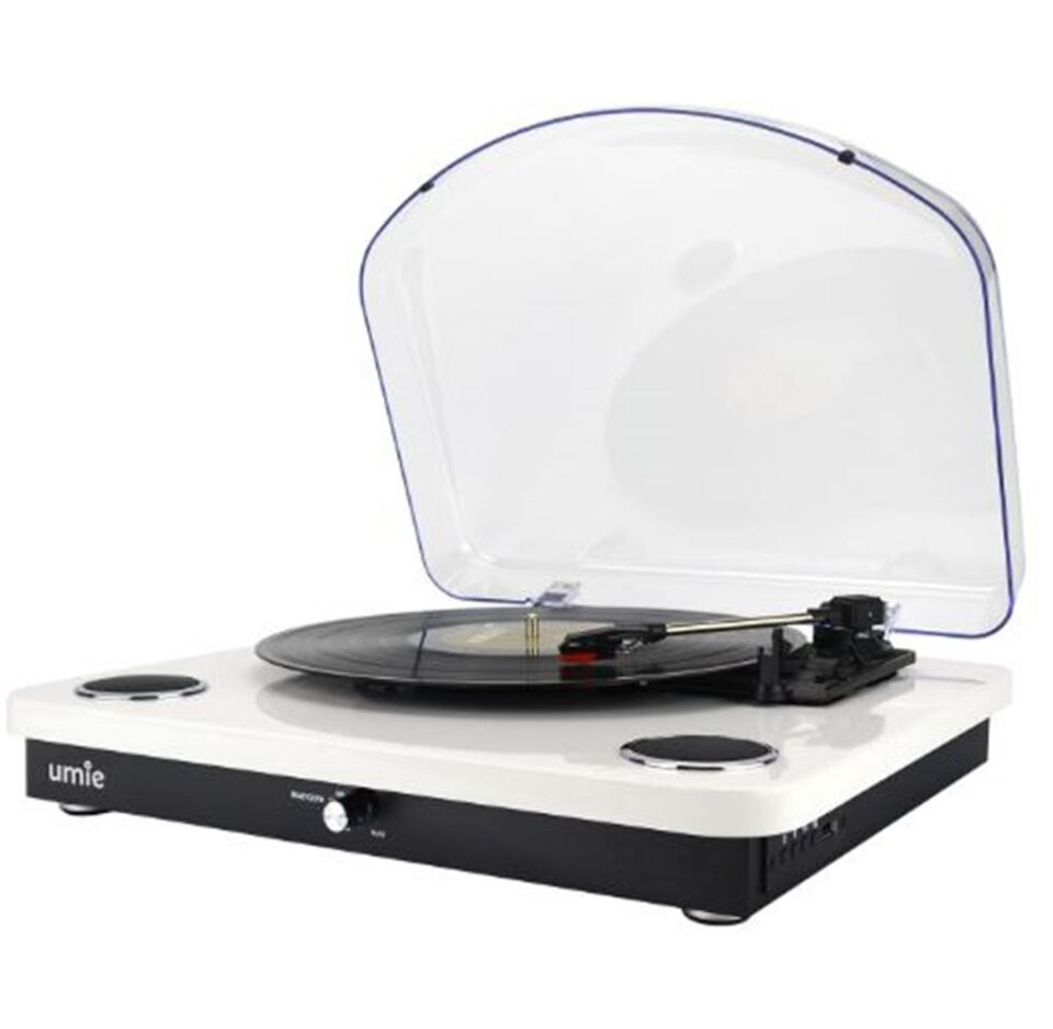 UMİE Bemol Beyaz Piano Kaplama 10W BT İN, BT OUT, RCA, USB Özellikli Nostaljik Pikap