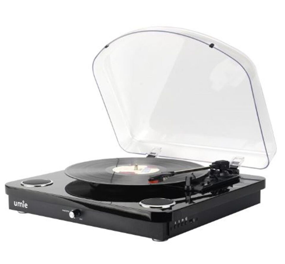 UMİE Bemol Siyah Piano Kaplama 10W BT İN, BT OUT, RCA, USB Özellikli Nostaljik Pikap