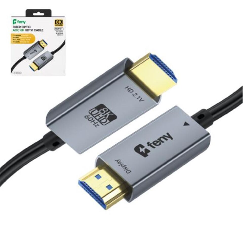 Feny FN-OPHD8K100 Fiber Optic V2.1 HDMI to HDMI Ultra HD 8k@60hz 4k@144hz 48Gbps HDR10+ 100m Kablo
