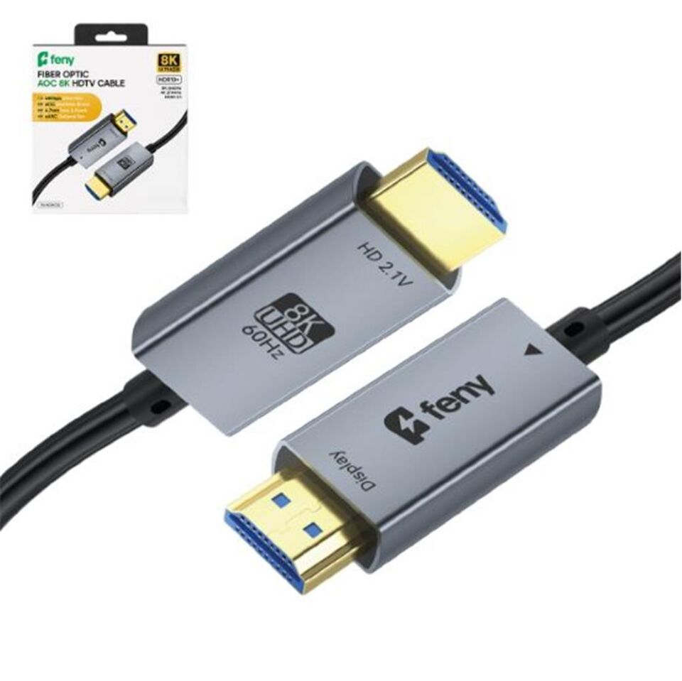 Feny FN-OPHD8K60 Fiber Optic V2.1 HDMI to HDMI Ultra HD 8k@60hz 4k@144hz 48Gbps HDR10+ 80m Kablo