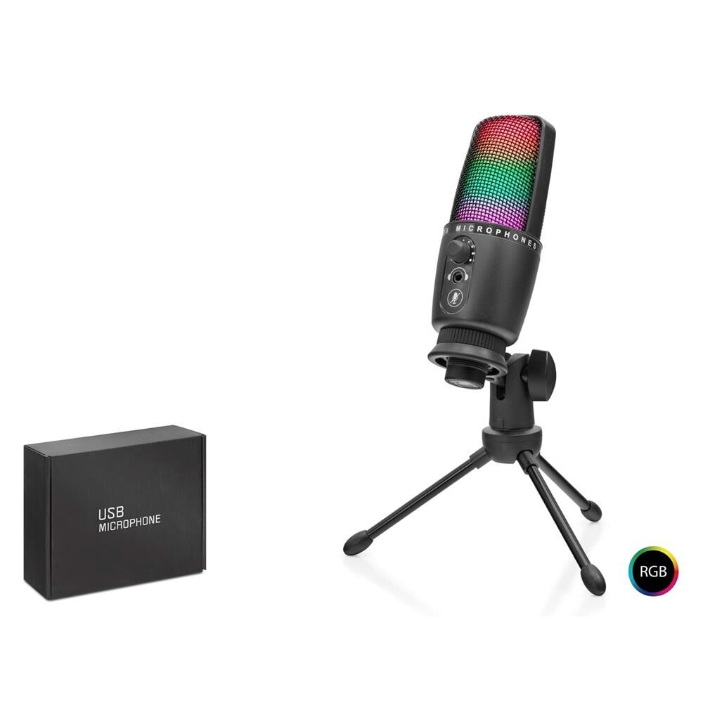 HADRON ME31 Gaming RGB Tripod Mikrofon Dokunmatik Mute Gain Kontrollü Type-C Siyah