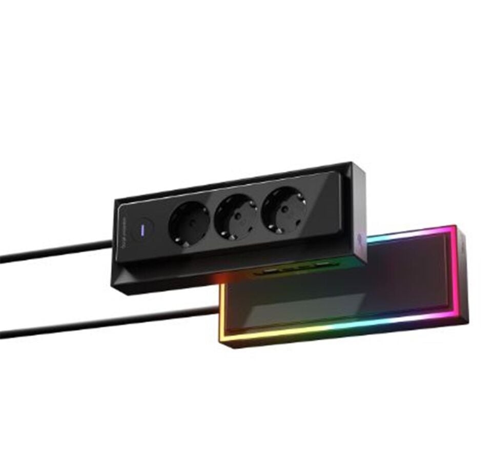 S-link PRZ05 3 Soketli 2 USB 2 Type-C PD20 2M 306 Joule Tam Bakır Gaming Siyah Akım Korumalı Priz